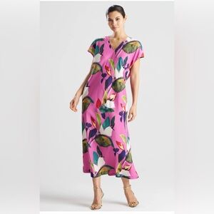 Natori Daido Short Sleeve Caftan Floral Magneta Size Medium